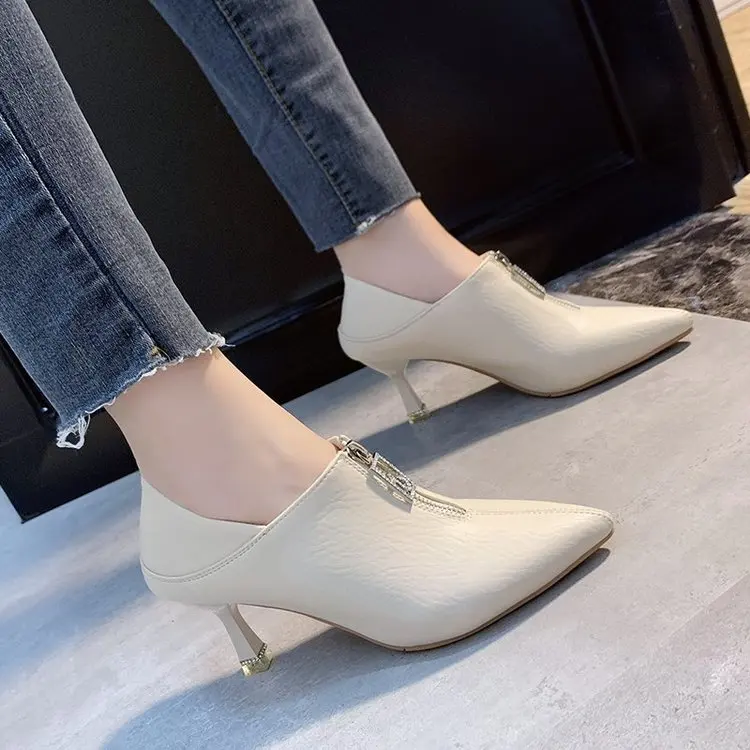 

Women's Shoes High Heels Autumn 2022 New Pointed Toe Female Stiletto Black Ladies Fashion Sexy Zipper High Heels