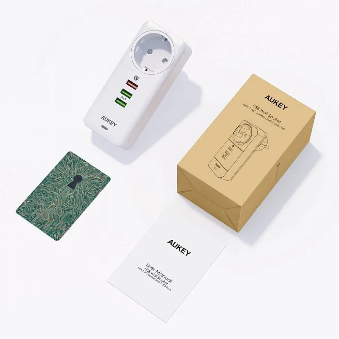 Сетевое зарядное устройство Aukey Wall Charger с европейской розеткой и 3 USB цвет Белый