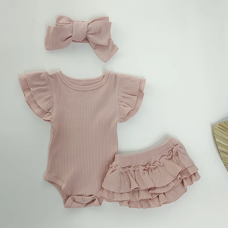 Весенне-летняя детская одежда для новорожденных женская из 3 предметов