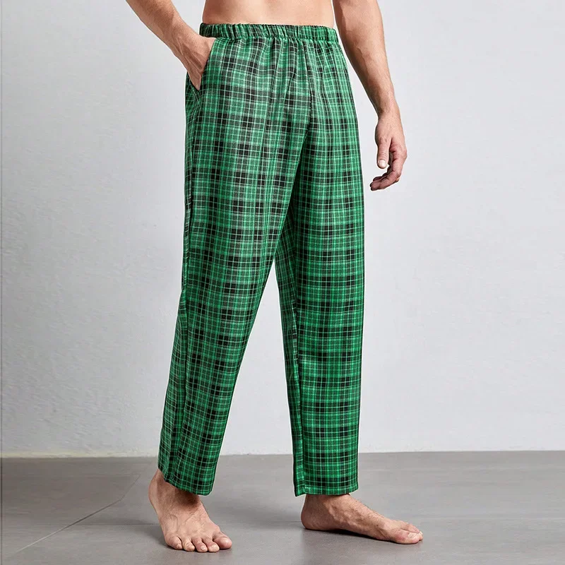 Мужская одежда для сна свободного кроя больших размеров в клетку брюки Four Seasons