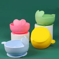 ZK30 Children's Complementary Food Bowl Silicone Dinner Plate Baby Suction Cup Bowl Anti-fall Hot Training Bowl Tableware
