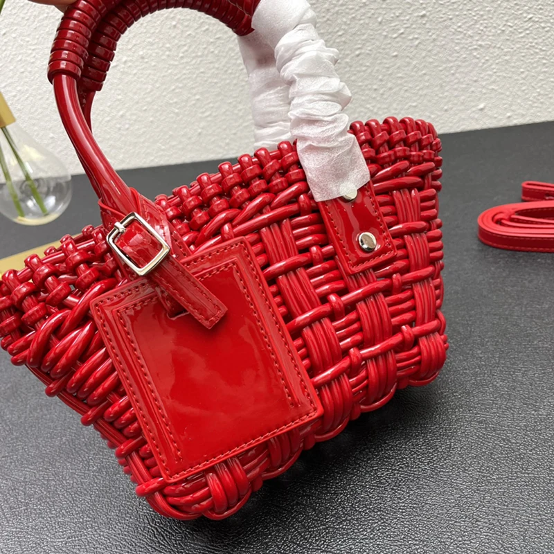 

Bistro XS Basket Bag Designers Varnished Fake Calfskin Tote Luxury Women Crossbody Bag Wallet Purse Picnic Nylon Handbag