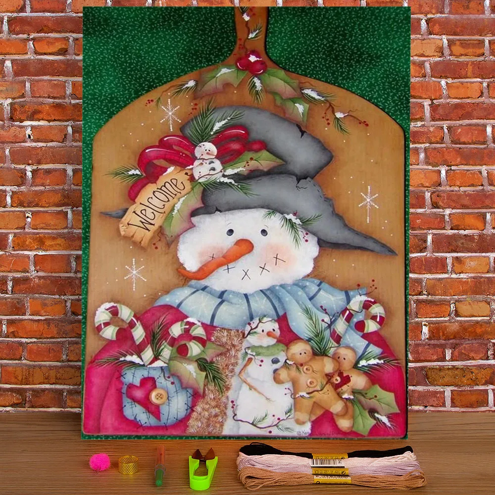 

Christmas Snowman Pre-Printed 11CT Cross-Stitch Embroidery Patterns DMC Threads Knitting Painting Handmade Handicraft Magic