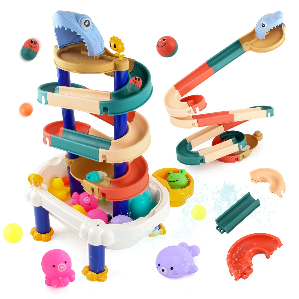 

Baby Bath Toys DIY Marble Race Run Assembling Track Desk Bathroom Bathtub Kids Water Play Game Set Shower Toys For Children