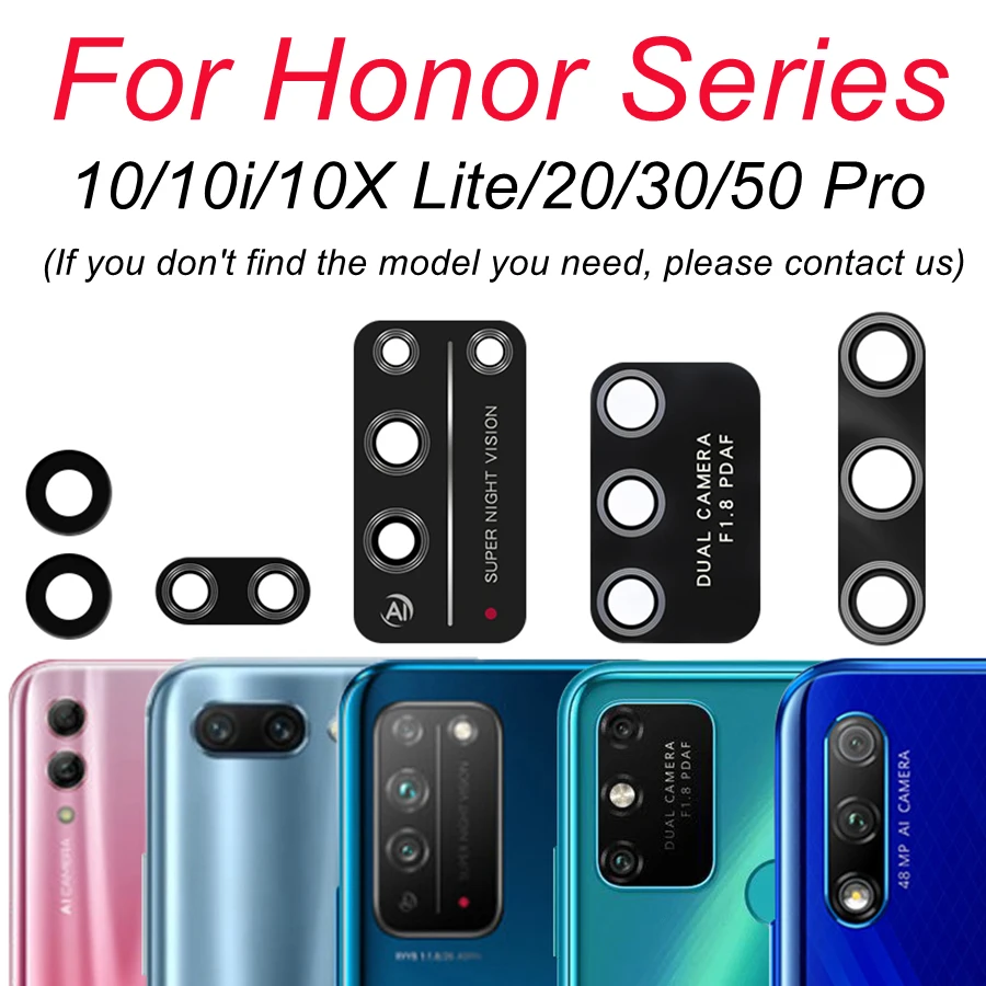 Замена стеклянного объектива задней камеры для Huawei Honor X8 10 10i 10X Lite 20 30 Pro 30S 30i 50