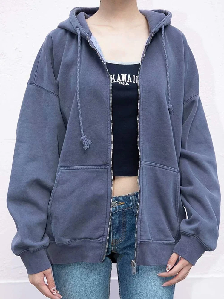 

Женский кардиган с капюшоном, Свободный Повседневный Свитшот разных цветов с длинным рукавом и молнией, уличная одежда, 2022