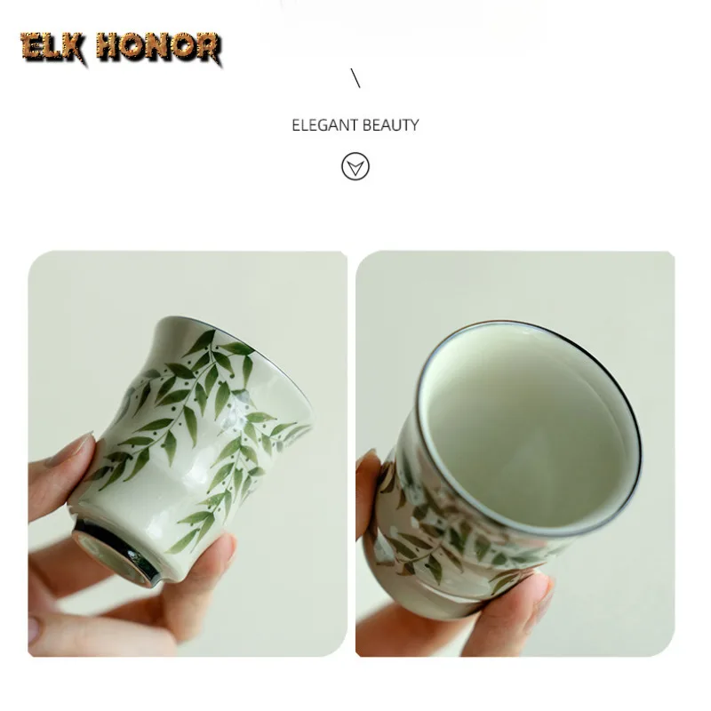 2 шт./компл. чашка Plant Ash Master зеленая бамбуковая с ручной росписью маленькая