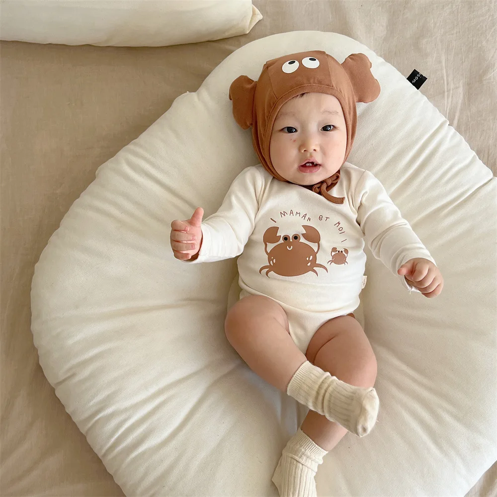 

Boy Simple Cute Crab Homewear Jumpsuit Newborn Baby Girl Autumn New Fashion Letter Cotton Bodysuit One Piece 0-2y Kid Outfits
