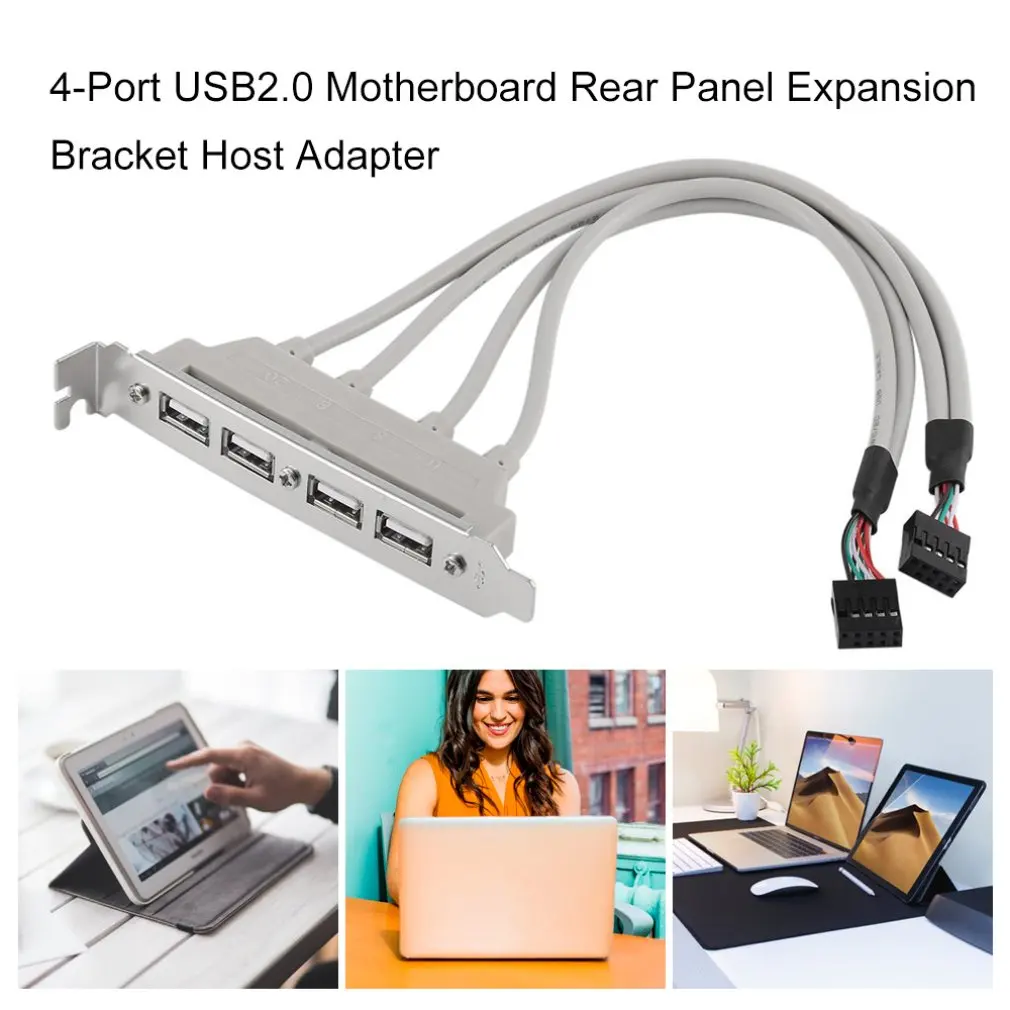 

4 порта для материнской платы ПК с портом USB2.0, функциональный концентратор с 9-контактным разъемом, кронштейн для расширения задней панели, х...