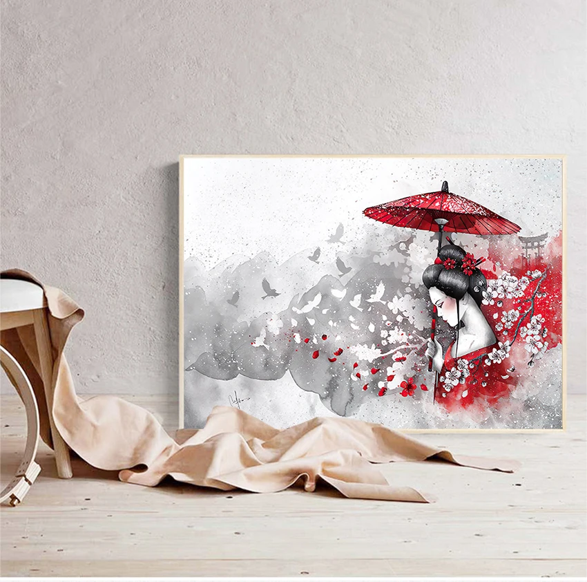 Kanji холст искусство Масляная Живопись стены картины для гостиной плакат печать