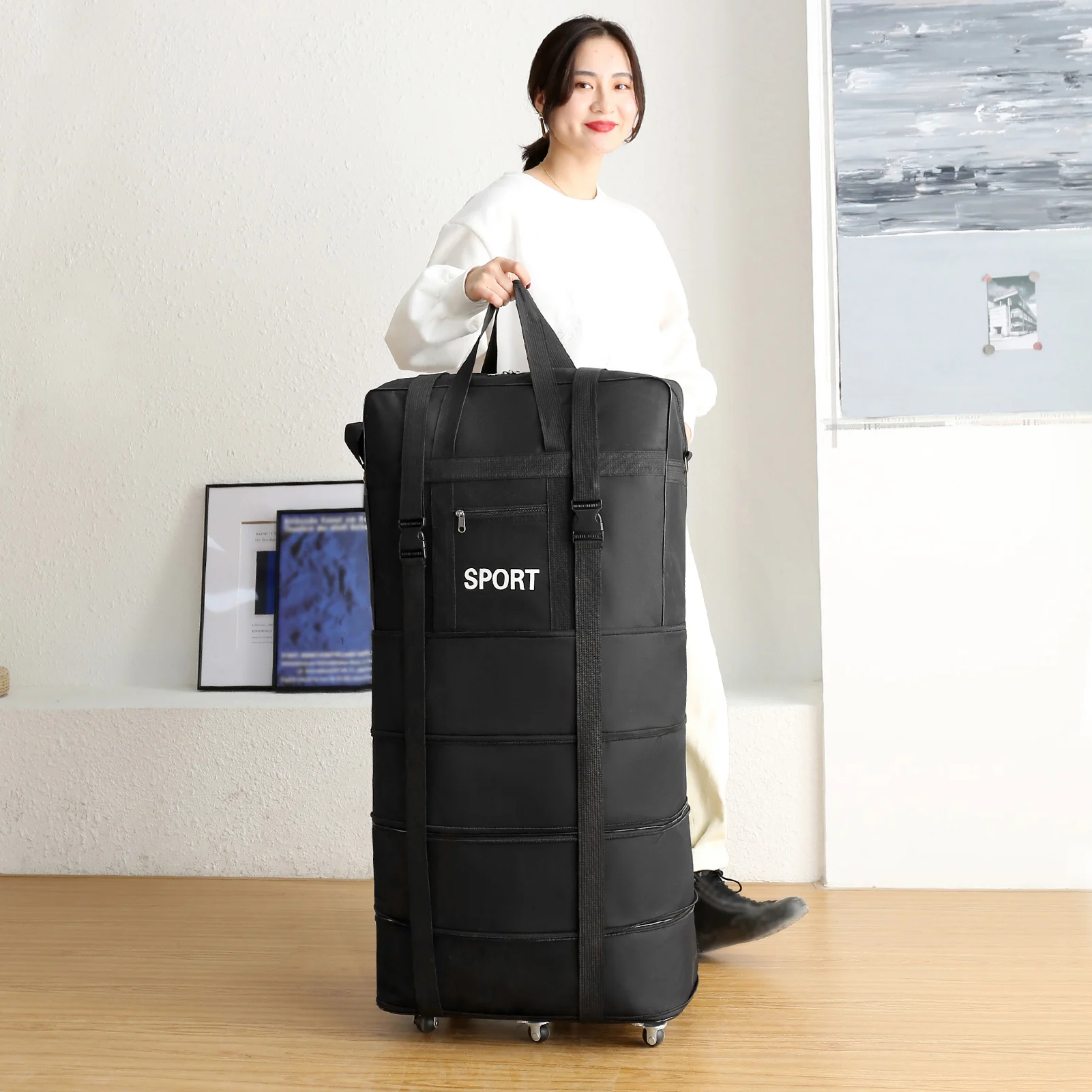 

Suitcase Bags Women With Expandable Suitcase Unisex Oxford For Travel Wheels Carrier Rolling Bag Foldable Men Air 2023 Folding