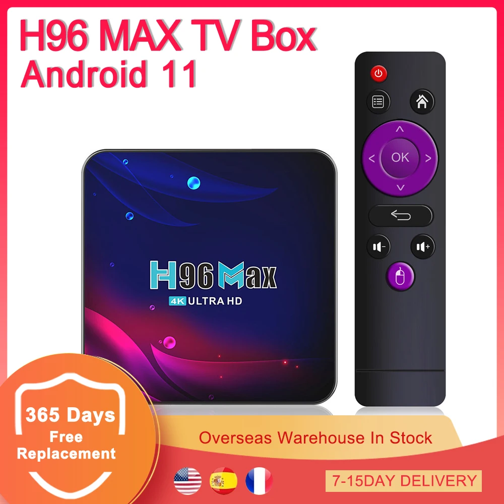 H96 MAX TV Smart Set Top Box Android 11 Mali-450 4K HD 2.4Ghz 5.8Ghz Wifi Bluetooth Receiver Media Player RK3318 Quad-Core