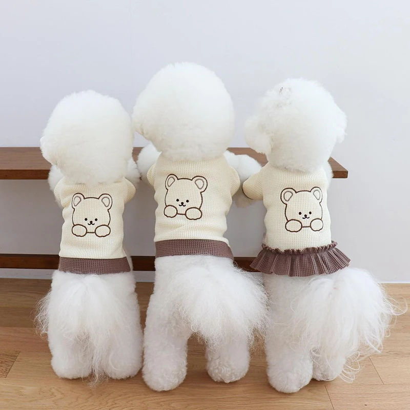 

Dog T-shirt Puppy Couples Chihuahua For Pet Bear Dress Clothing Clothes Dog Bichon Outfit Apparels Cats Dogs Kitten Embroidery
