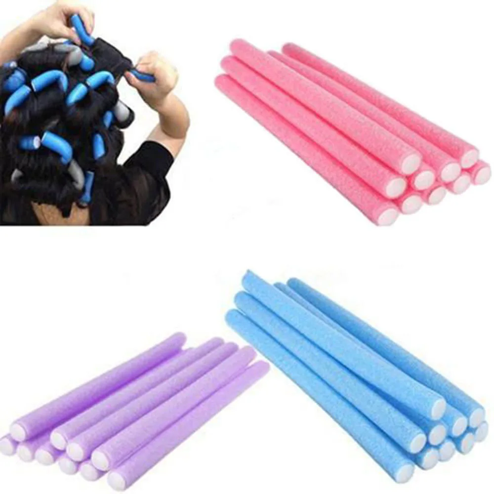 

10pcs Flexible Hair Curling Rod Hair Curler Makers Soft Foam Bendy Twist Curls Flexi DIY Rollers Styling tools Random Color