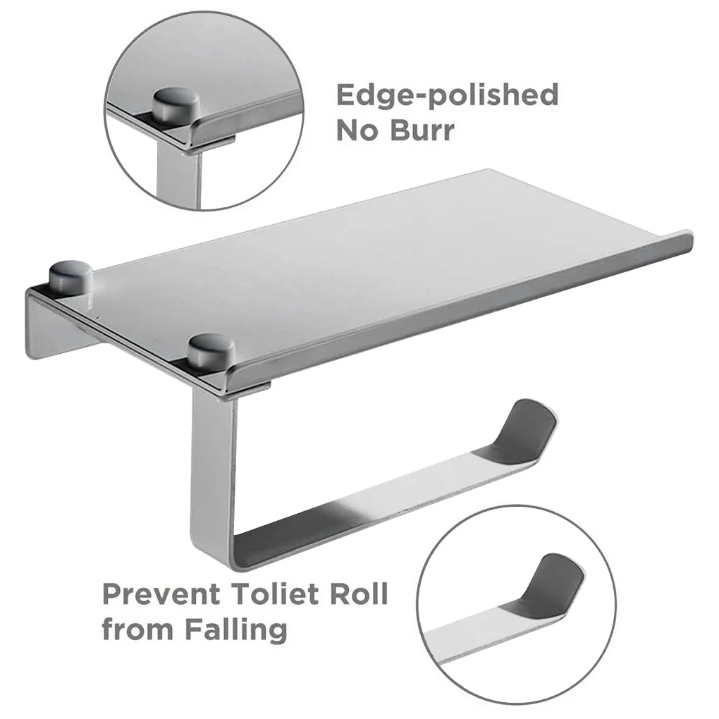 

Paper Roll Holder Bathroom Wall Mounted Smartphone Shelf Punching Tissue Rack Anti-drop Organizer for Restaurant Dormitory