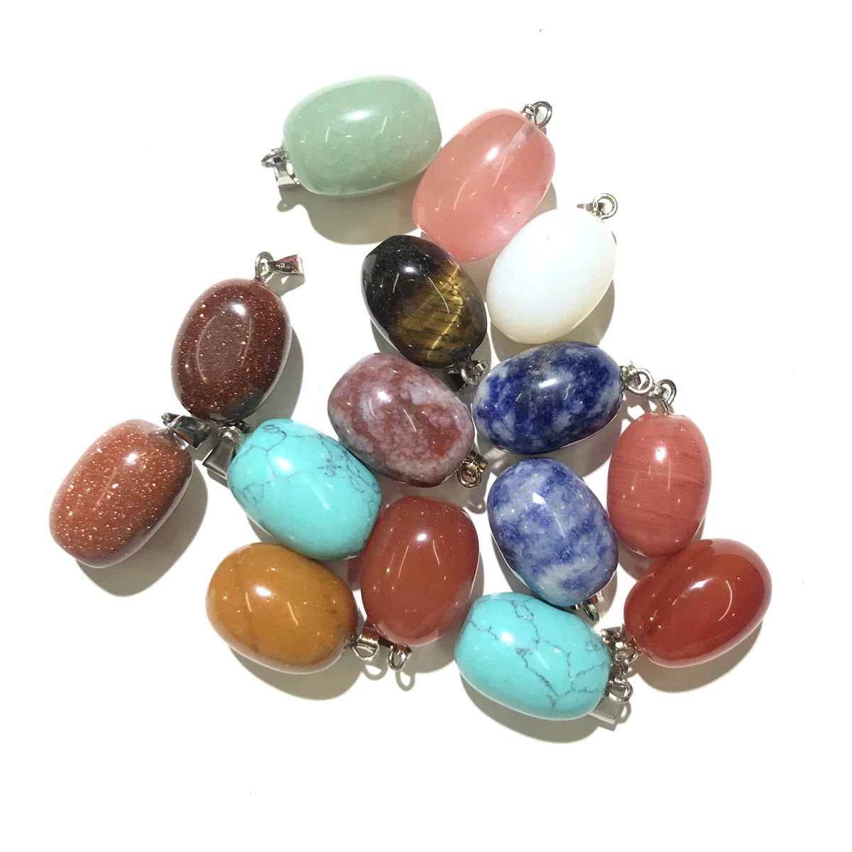 

2 Pcs Natural Stone Pendant Necklace Accessories Egg Shape Crystal Agates Stone Turquoises Charms For Jewelry Making Bracelet