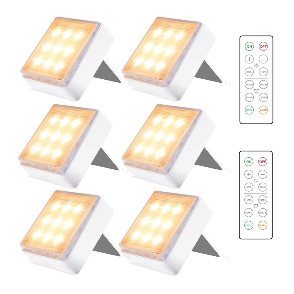 

Square Led Under Cabinet Light & Remote 3 Colors Changing Indoor Night Lamp 9 Leds Battery Powered for Closet,Wardrobe,Stairs
