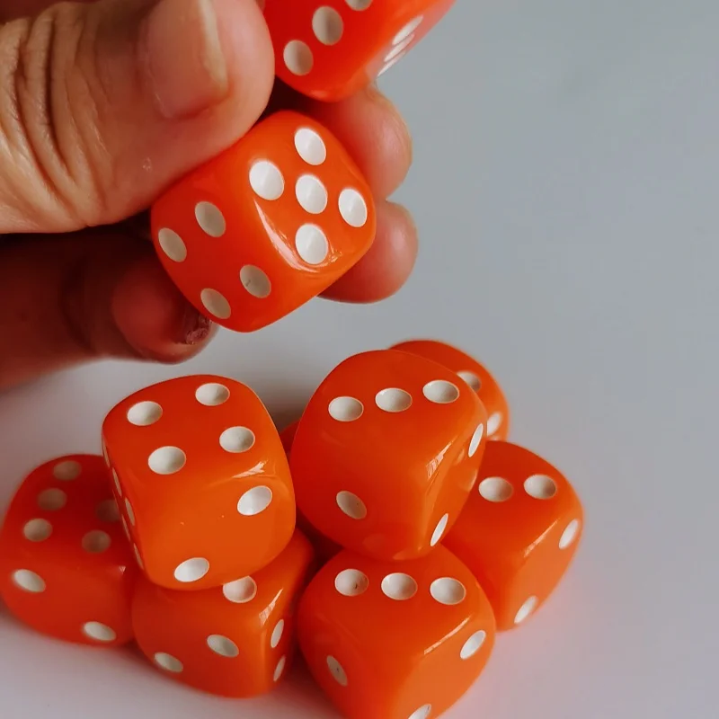 10 шт./партия 16 мм D6 игральные кости синего цвета Акриловые шестигранные с