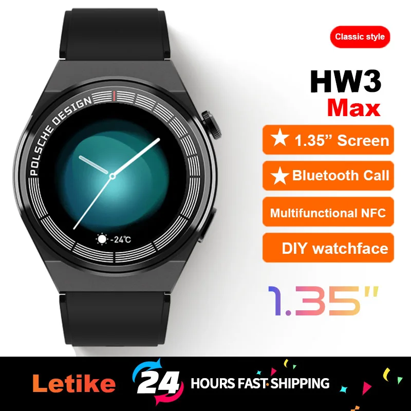 

Смарт-часы Letike HW3 MAX мужские, Bluetooth, голосовой помощник, пульсометр для Android IOS pk gtr 2 gts 2