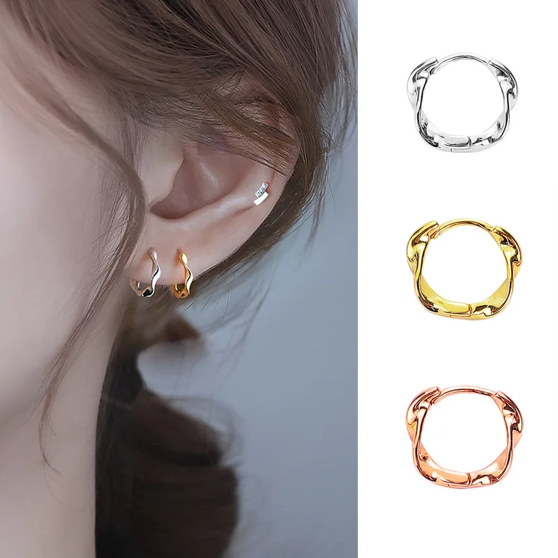 

2023 New Thin Line Square Earrings Simple Korean Design Gold Featured Earrings Teenager Girls Ring Earrings Party Accessories
