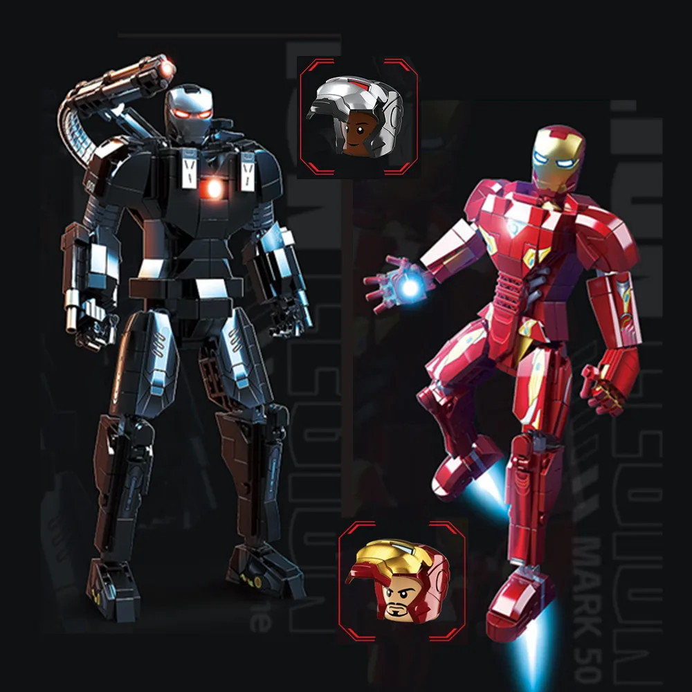 

Экшн-фигурки героев комиксов Marvel: родеи, война, машина MK50, Мстители, Железный человек, Броня Тони мейча, супергерои, строительные блоки, кирпичи, детские игрушки, 2023
