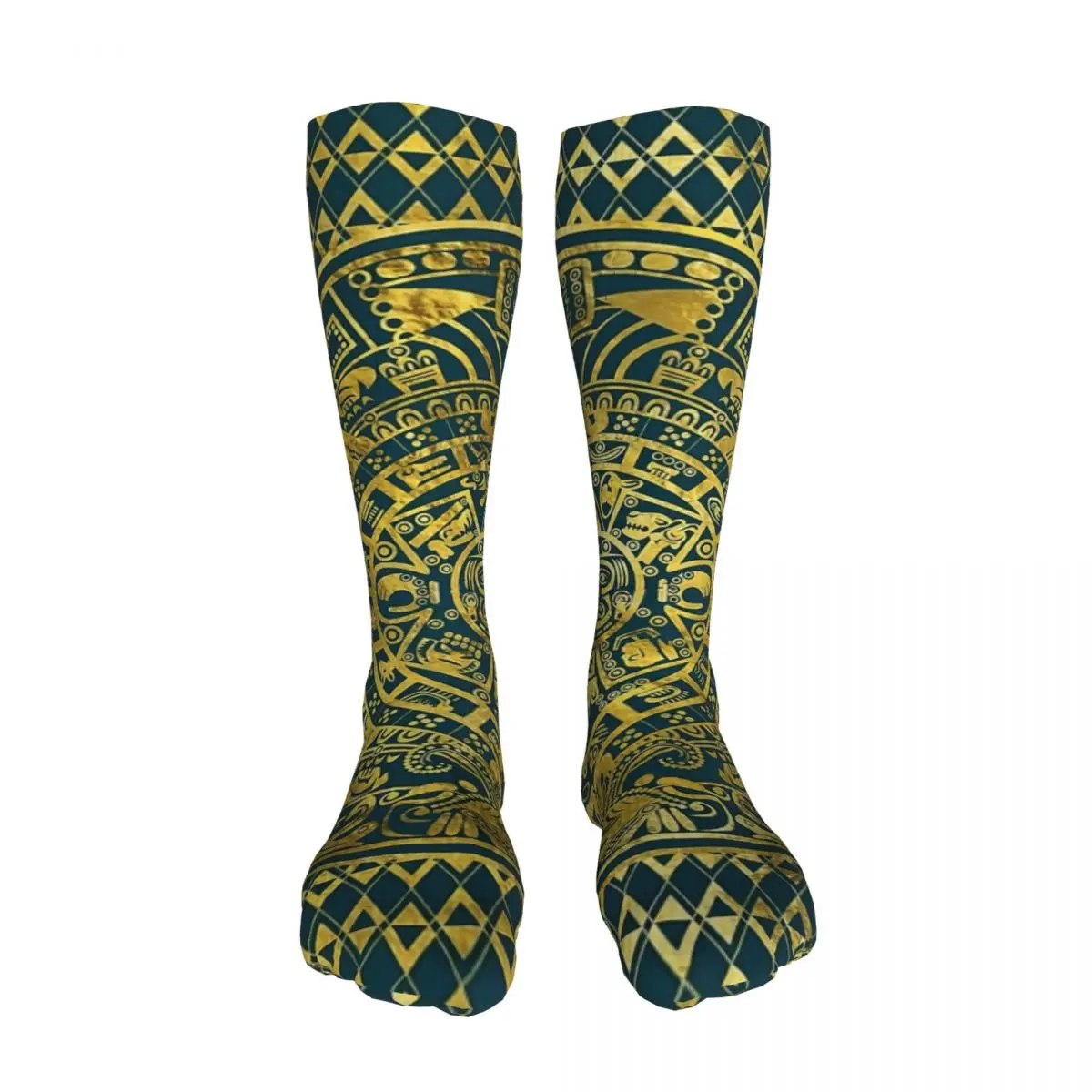 

Gold Aztec Inca Mayan Calendar stockings Thickened thermal stockings Men's and women's stockings, For Unisex
