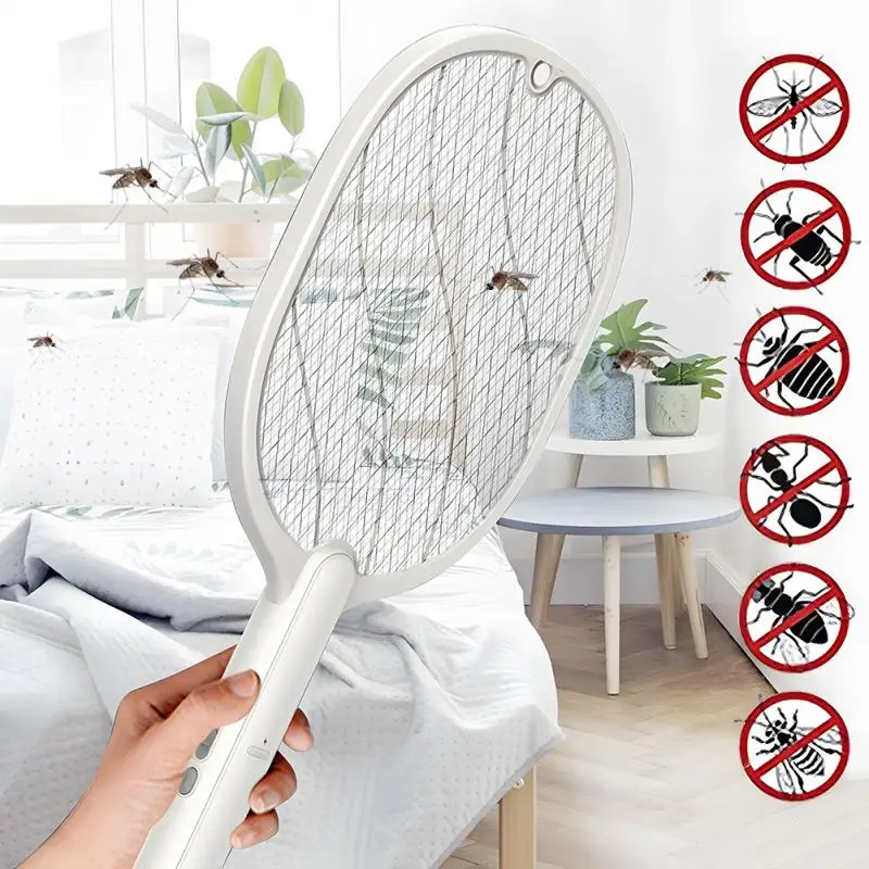 

New Electric Insect Racket Swatter Zapper USB Rechargeable Summer Mosquito Swatter Kill Fly Bug Zapper Killer Home Bug Fly Bat