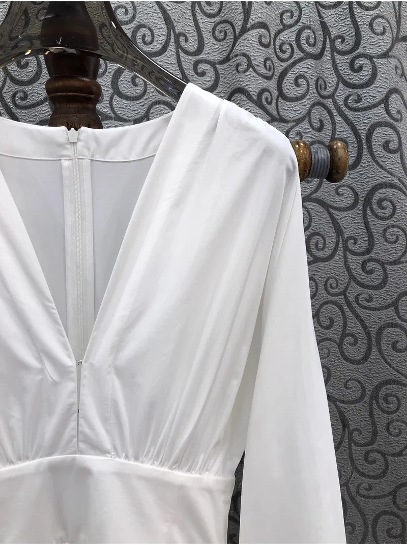 Женское длинное платье из 100% хлопка вечернее платье-макси с V-образным вырезом и