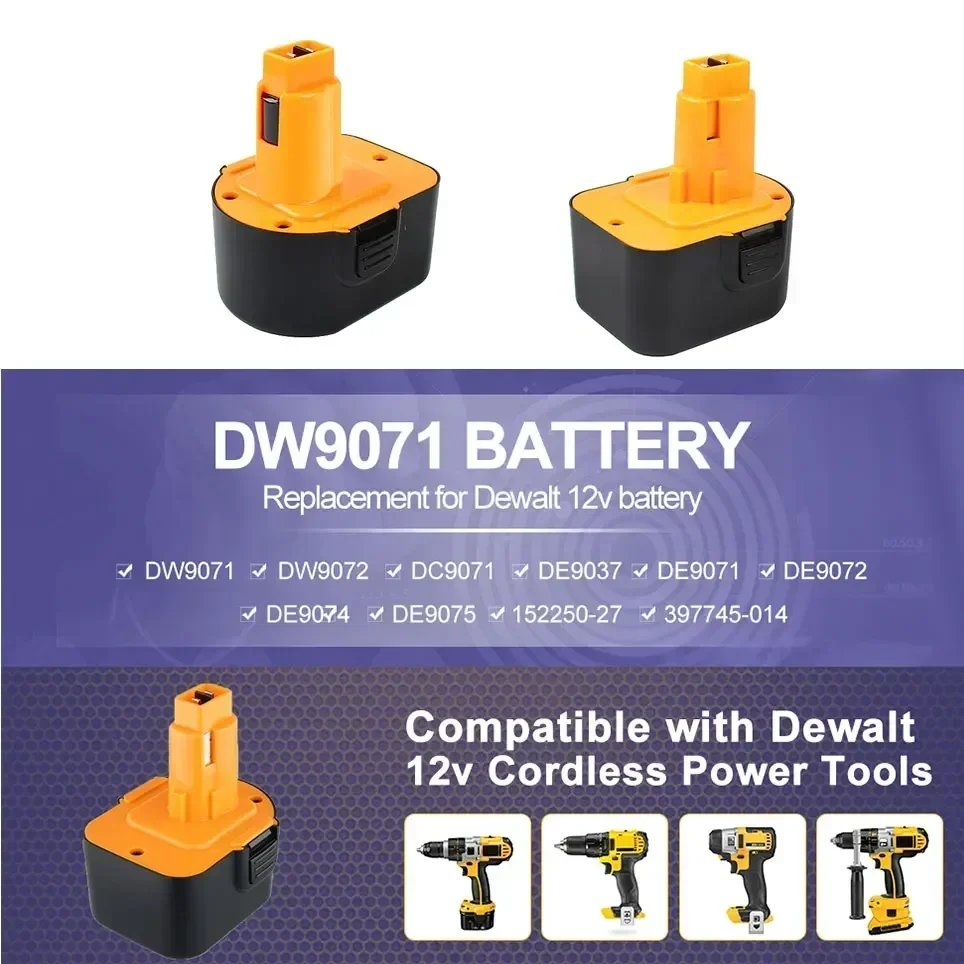 Никель-металлогидридный аккумулятор для электроинструмента Dewalt 12 В 6800 мАч