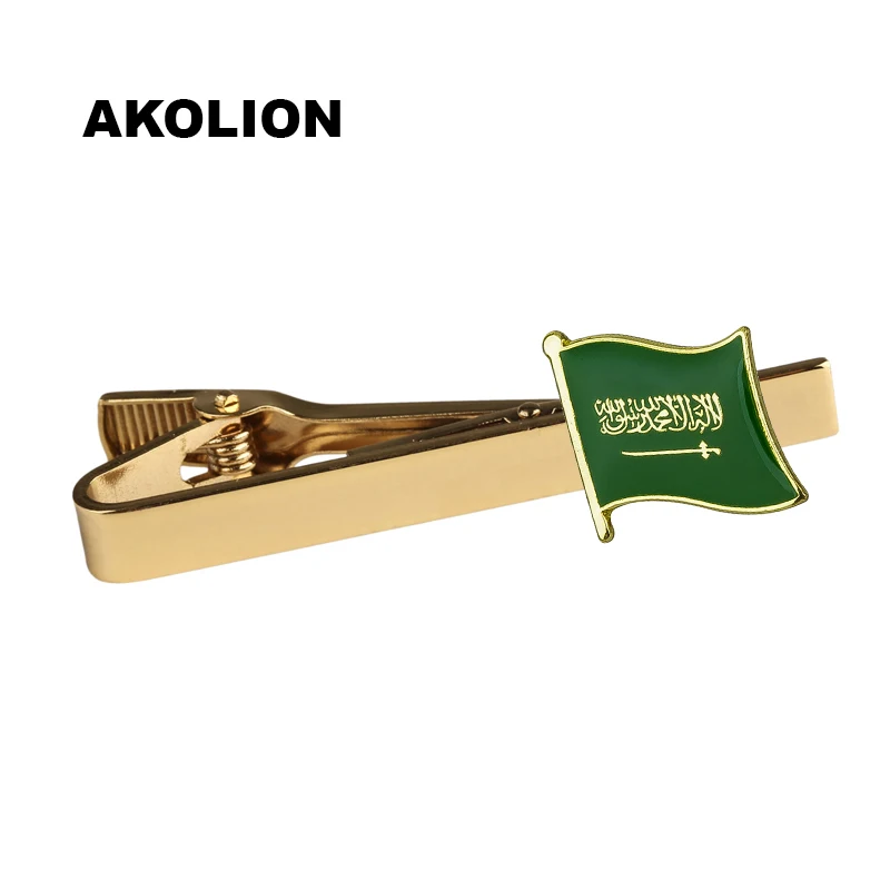 

Metal Tie Bar Saudi Arabia Flag Tie Pin Bussiness Tie Clips Top Quality for Men Clothing Accessories KS-0157