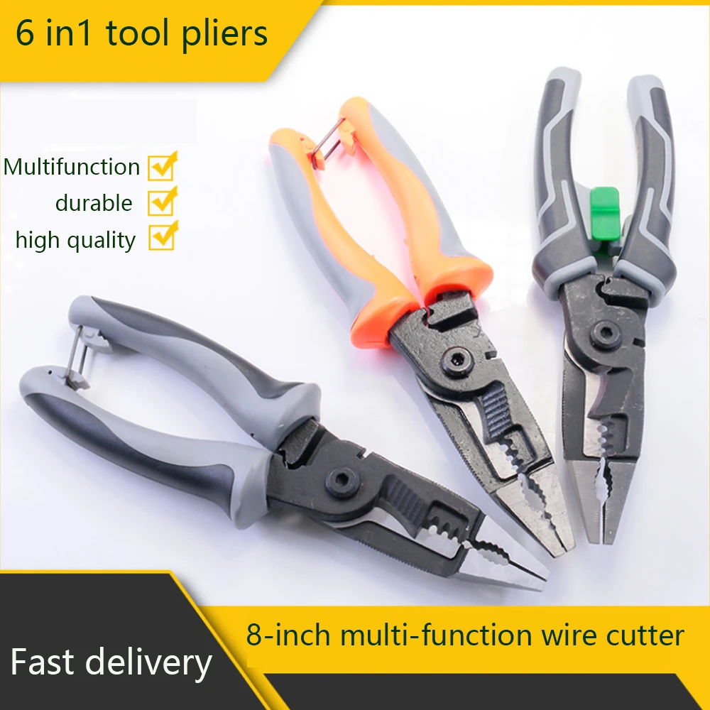 

8-inch multifunctional 6-in-1 electrician wire stripping pliers Manual wire and cable peeling Peeling Crimping and cutting wirin
