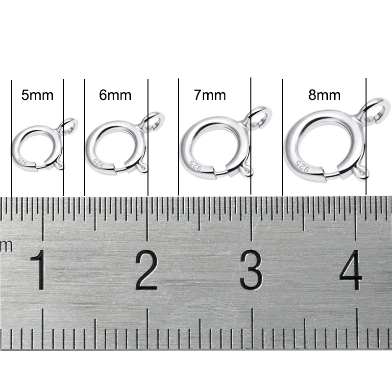 High Quality 925 Sterling Silver Spring Ring Clasps Hooks 925 Silver Connection For Necklace Bracelet DIY Buckle Jewelry Making