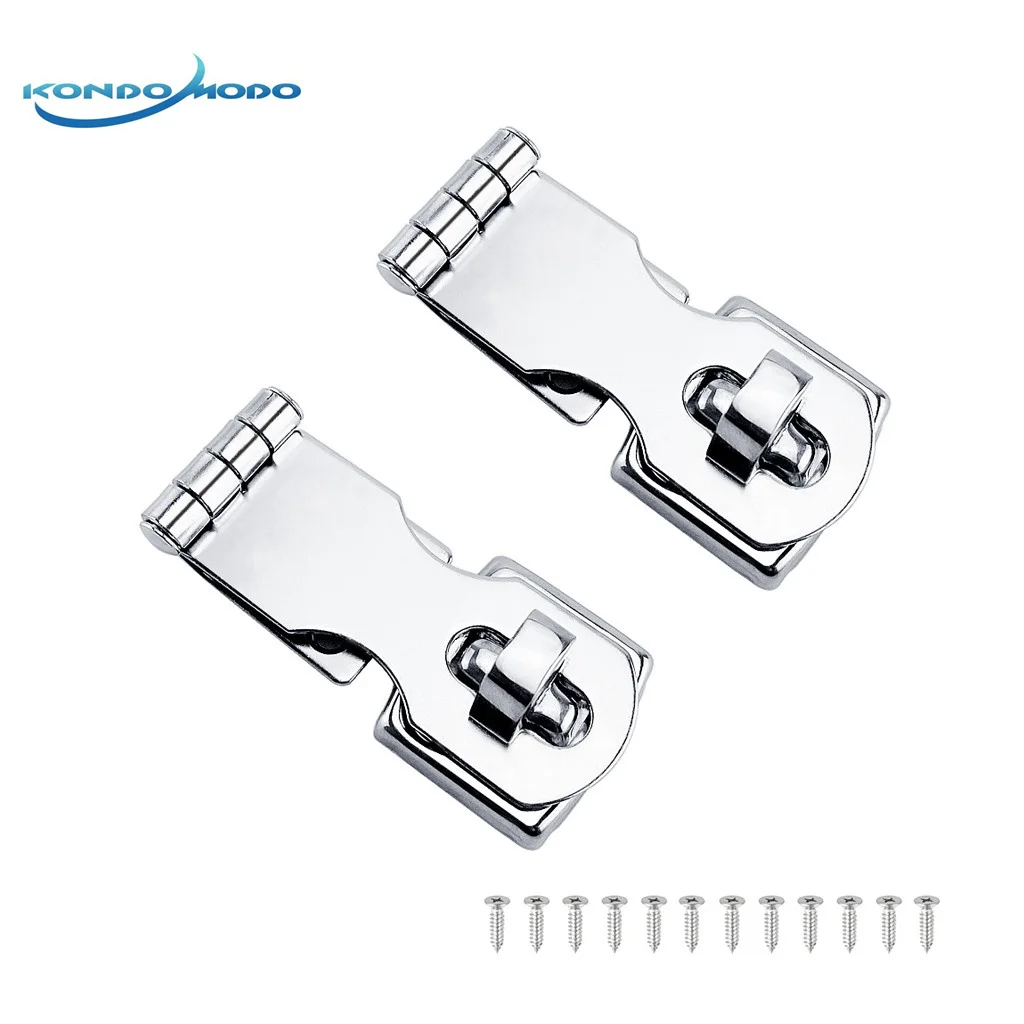 

2PCS 304 Stainless Steel Marine Hardware Cabinet Door Swivel Eye Locking Safety Hasp Latch Clasp for Boat Yacht Boat Accessories