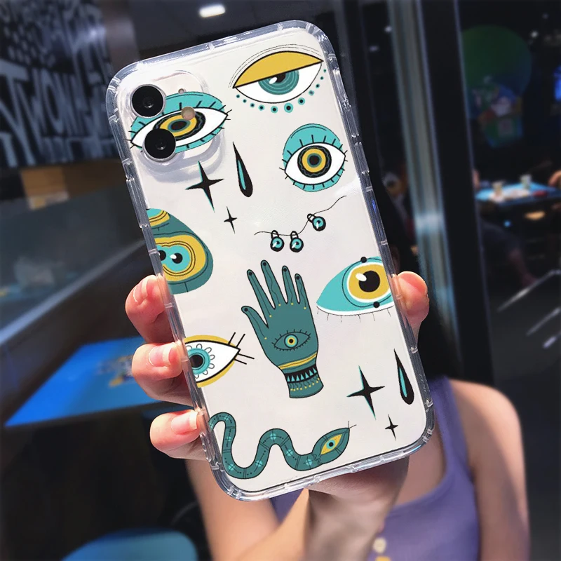 Турецкий удачный синий абстрактный чехол для телефона с изображением сглаза