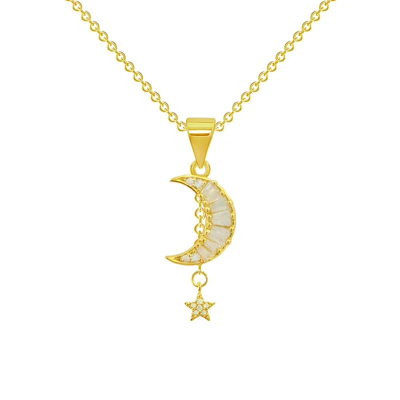 

Star Moon Sun Universe Zircon Chain Pendant Necklace Nimble Mother's Day Woman Wedding Family Friend Gift Jewelry