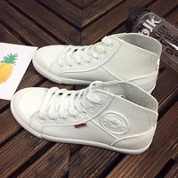2022 new spring autumn fashion white leather trainers sneakers women casual shoes black breathable high top women sneakers a1 07