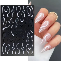 3d abstract nail stickers swirl nail art design black white french tips wave striping tape sliders gel polish decals glstz cs063