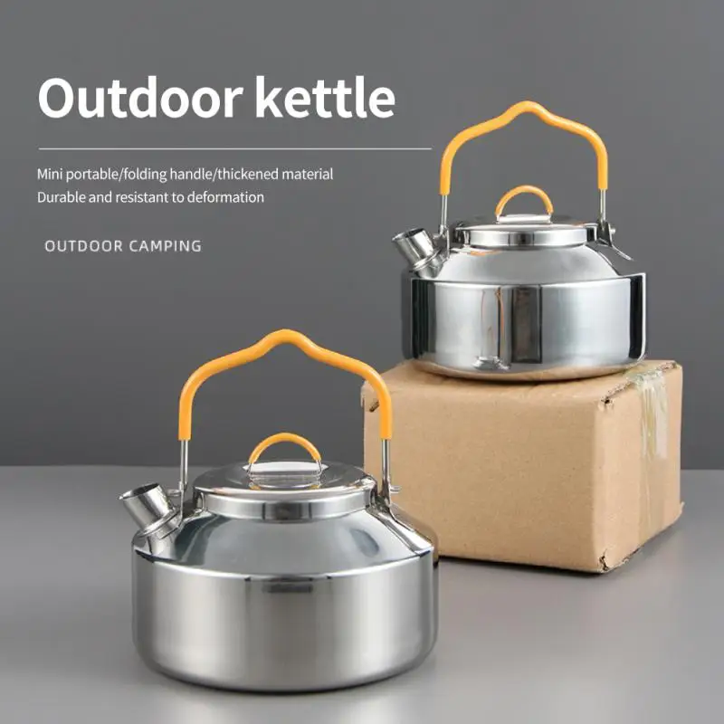 

Outdoor Camping Kettle Stainless Steel Kettle 800ml Coffee Pot Portable Camping Teapot Outdoor Picnic Cooking Camping Equipment