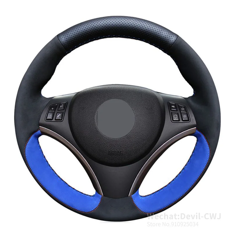 

Car Steering Wheel Cover For BMW E87 E81 E82 E88 120i 130i 120d X1 E84 DIY Black Hand-sewing Suede Leather Car Accessories
