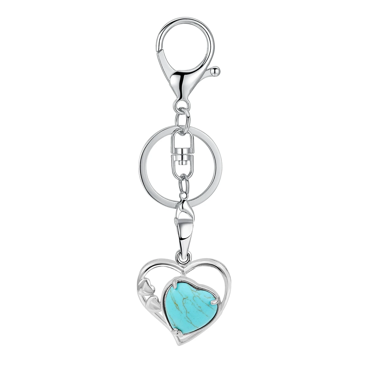 

JOYA GIFT Turquoise Heart Keychain for Women Forever Gemstone Pendant KeyRing Chain Jewelry Valentine's Day Anniversary