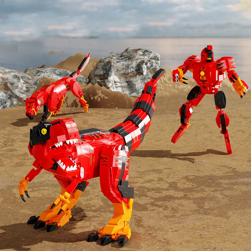 

2 в 1 преображение тираннозавр рекс меха Блок Набор сделай сам мини динозавры мировое здание кирпич Рождественская игрушка для мальчика Дети