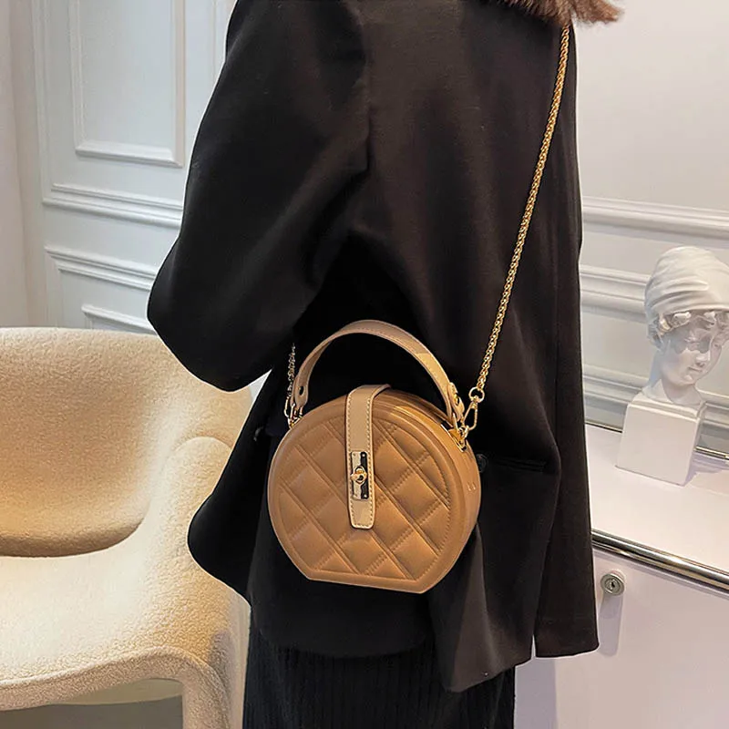 Fashion Luxury Women Chain Shoulder Round Bag  High Quality Handbag Purse Designer Round Shape Crossbody Bags Female Handle Bag