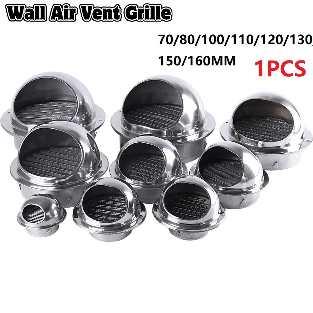 

70-160mm Stainless Steel Air Vent Ducting Dome 45° Inclined Louve For Tumble Dryer Vent Pipe Ventilation System Hood Extractor