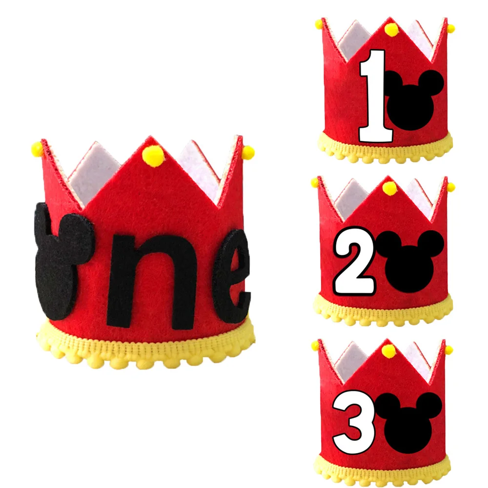Шапка Disney на 1-й день рождения шапка Микки и Минни Маус Дональд Дак корона первый