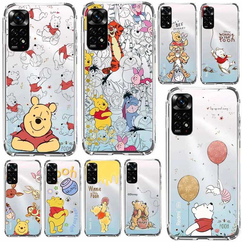 

Disney Winnie The Pooh Cute Phone Case for Redmi Note 11 11S 11T 10 10S 9 9S 9T 8T 8 Pro Plus Transparent Soft Shell Cover Funda