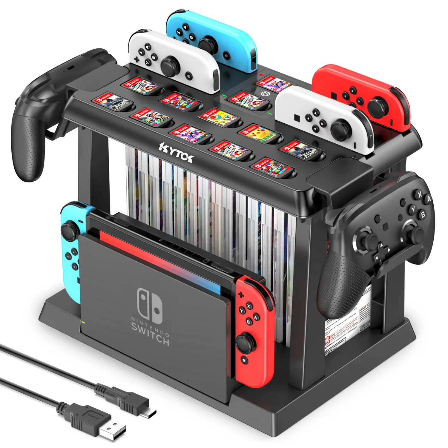 OIVO For Switch Joycon Charger 2 Pro Controller Holder 28 Game Storage For Nintendo Switch OLED Charging Dock Station with Cable