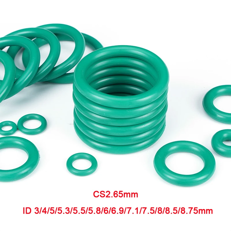 

10Pcs/lot Green FKM Fluorine Rubber O-Ring Oil Sealing Gasket CS2.65mm ID 3~8.75mm O Ring Seal Gasket Rings Fuel Washer