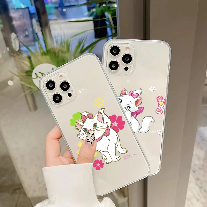 

Disney Cartoon Marie Cat Phone Case For iPhone 13 12 11 Pro Mini X XR XS Max SE 6 6S 7 8 Plus Black Funda Coque Carcasa