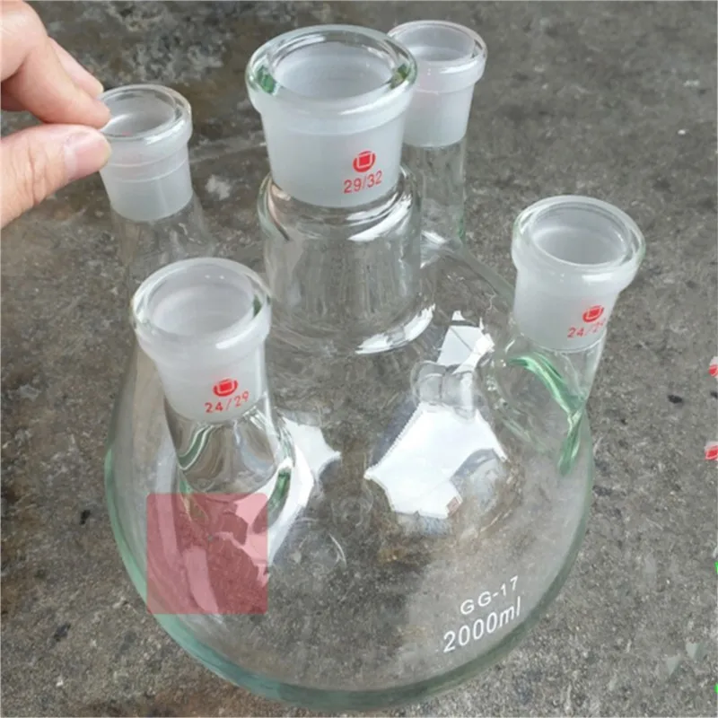 

2000ml,24/29*5,5-neck,Round bottom Glass flask,Lab Boiling Flasks,five neck laboratory glassware reactor