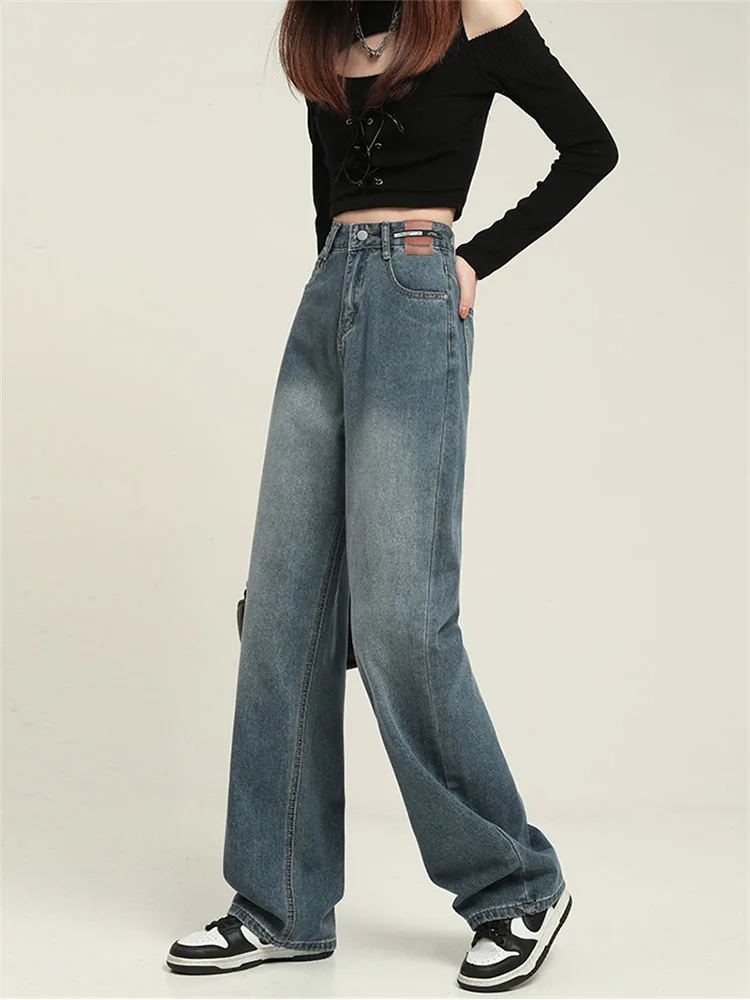 

Women's Blue Jeans 2022 Autumn New Street Casual High Waist Pants Korean Fashion Straight Jeans Casual Loose Female Tide Jeans